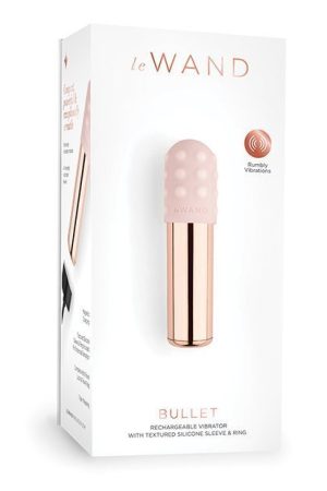 Le Wand Chrome Bullet Rechargeable Vibrator w/Silicone Textured Ring - Rose Gold