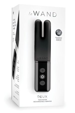 Le Wand Deux Chrome Twin Motor Rechargeable Vibrator - Black