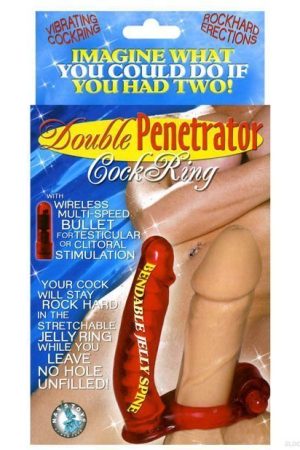 Double Penetrator Cockring - Red