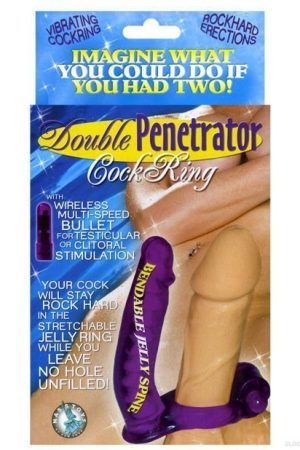 Double Penetrator Cockring - Purple