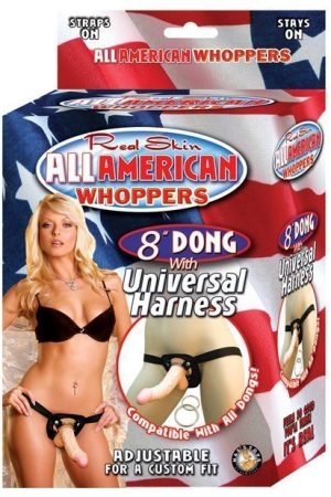 Real Skin 8" Dong All American Whoppers w/Universal Harness