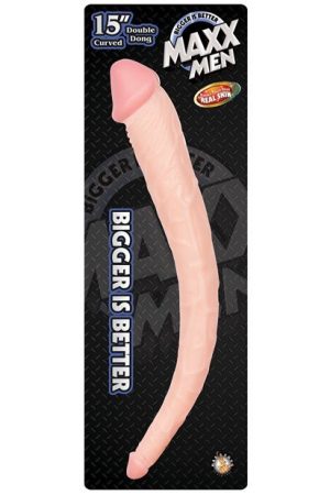 Maxx Men 15" Curved Double Dong - Flesh