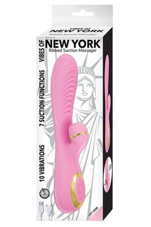 Vibes of New York Ribbed Suction Massager - Pink