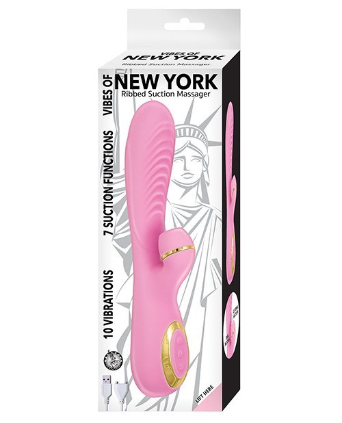 Vibes of New York Ribbed Suction Massager - Pink