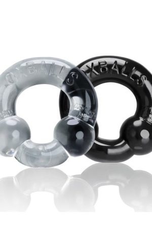 Oxballs Ultraballs Cock Rings - Black/Clear Pack of 2