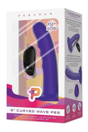 Pegasus 6" Rechargeable Curved Wave Peg w/Adjustable Harness & Remote - Purple