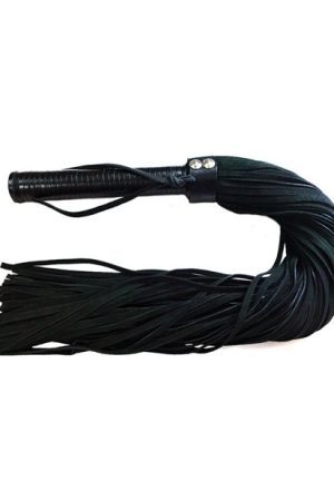 Rouge Suede Flogger w/Leather Handle - Black