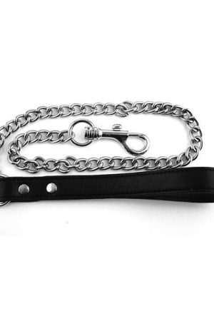 Rouge Leather Handle Lead Leash - Black