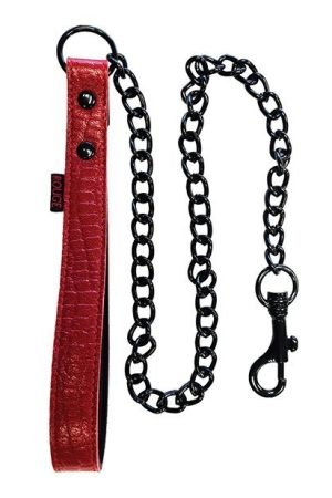 Rouge Leather Handle Lead Dog Chain - Burgundy