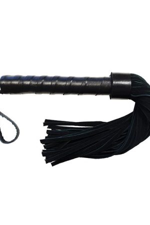 Rouge Leather Handle Short Short Suede Flogger - Black