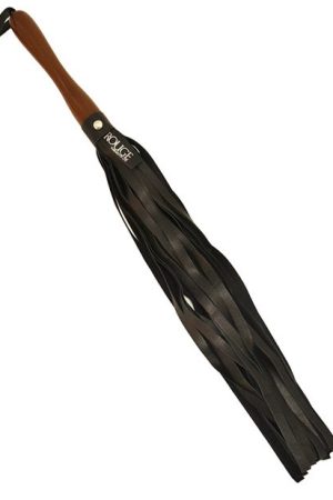 Rouge Leather Flogger w/Wooden Handle - Black
