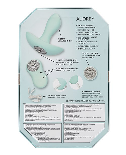 Jopen Pave Audrey Tapered Anal Stimulator w/Remote Control - Teal - Image 2