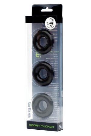 Sport Fucker Chubby Cockring Pack of 3 - Black