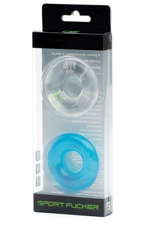 Sport Fucker Chubby Cockring Pack of 2 - Clear & Ice Blue