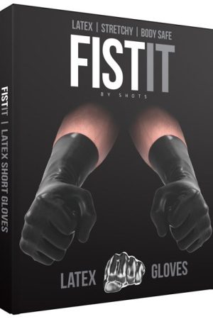 Shots Fist It Latex Short Gloves - Black