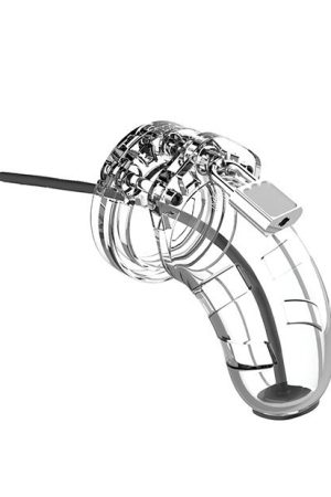 Shots Man Cage 3.5" w/Silicone Urethral Sounding - Clear