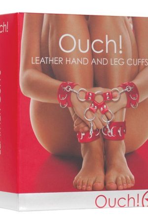 Shots Ouch Leather Hand & Leg Cuffs - Red