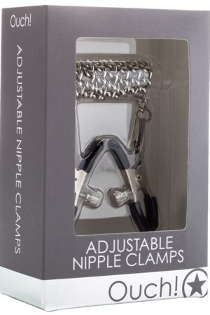 Shots Ouch Adjustable Nipple Clamps w/Chain - Metal