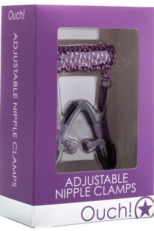 Shots Ouch Adjustable Nipple Clamps w/Chain - Purple