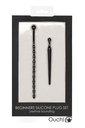 Shots Ouch Urethral Sounding Beginners Silicone Plug Set - Black