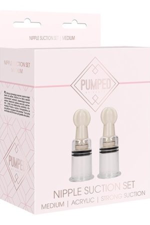 Shots Pumped Nipple Suction Set - Medium Clear