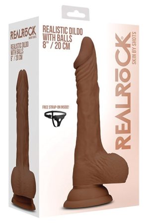 Shots RealRock 8" Realistic Dildo w/Balls - Brown