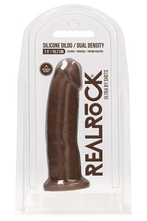 Shots RealRock 7.5" Silicone Dual Density Dildo - Brown