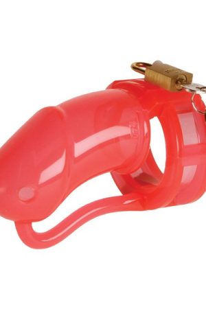 Malesation Silicone Penis Cage Large - Red/Clear