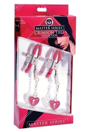 Master Series Charmed Heart Padlock Nipple Clamps