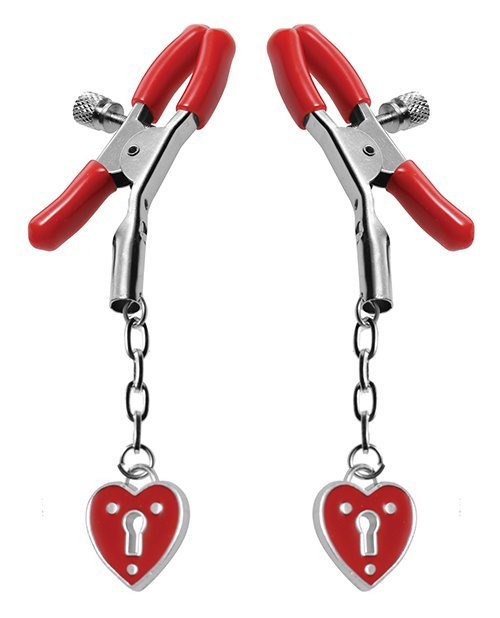 Master Series Charmed Heart Padlock Nipple Clamps - Image 2