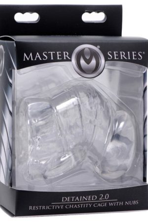 Master Series Detained 2.0 Restrictive Chastity Cage w/Nubs - Clear