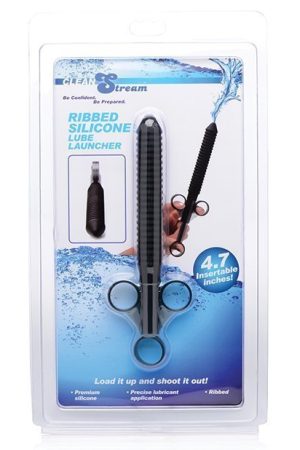 CleanStream Silicone Ribbed Lubricant Launcher - Black