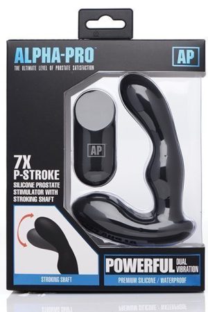Alpha Pro 7x P-Stroke Prostate Stimulator w/Stroking Shaft - Black