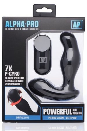 Alpha Pro 7x P-Gyro Prostate Stimulator w/Rotating Shaft - Black