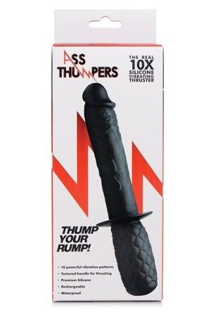 Ass Thumpers Real 10x Silicone Vibrating Thruster - Black