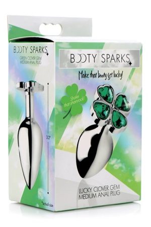 Booty Sparks Lucky Clover Gem Anal Plug Medium - Silver