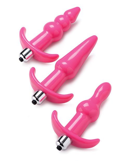 Frisky Thrill Trio Noir Anal Plug Set - Pink - Image 2
