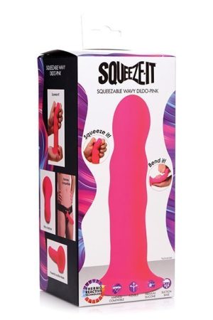 Squeeze-It Squeezable Wavy Dildo - Pink