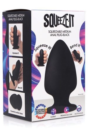 Squeezable Medium Anal Plug - Black