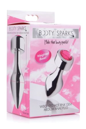 Booty Sparks Weighted Pink Gem Anal Plug - Medium