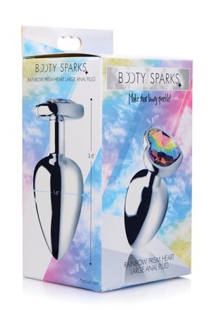 Booty Sparks Rainbow Prism Heart Anal Plug - Large