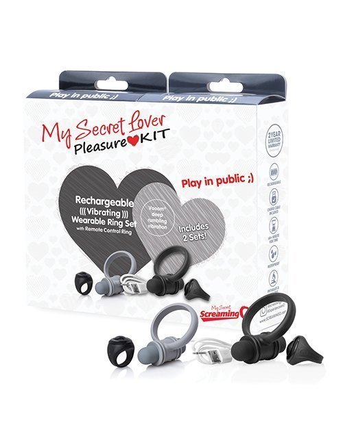 Screaming O 2020 My Secret Lover Valentine Kit Ring/Ring Unit of 2 - Grey/Black