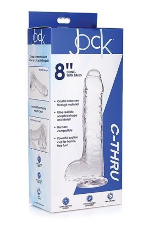 Curve Novelties Jock C-Thru 8" SLIM Dildo w/Balls - Clear