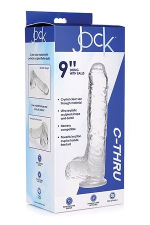 Curve Novelties Jock C-Thru 9" SLIM Dildo w/Balls - Clear