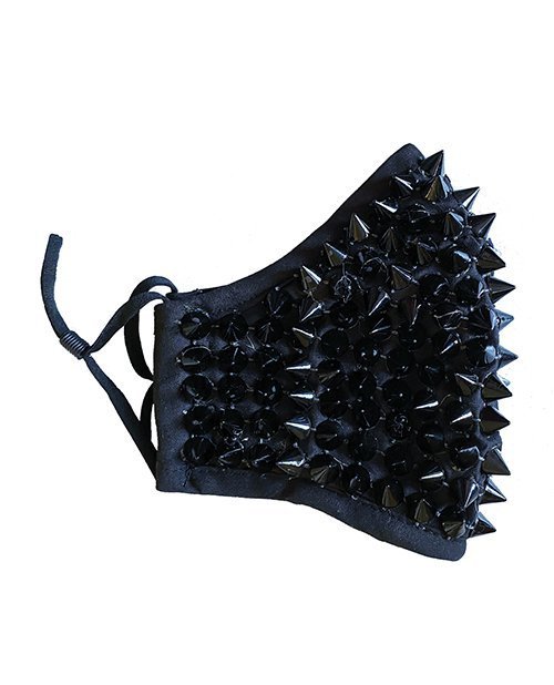 Neva Nude Stud Mask w/Inner 100% Cotton Filter Pocket & Wire Bridge Black O/S - Image 2