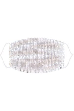 Neva Nude Mesh Jewel Bling Out Mask (Wear on Top of Other Mask) White O/S