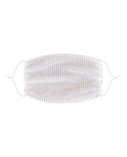 Neva Nude Mesh Jewel Bling Out Mask (Wear on Top of Other Mask) White O/S