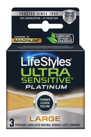 Lifestyles Ultra Sensitive Platinum Large - Pack of 3 Condoms