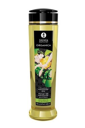 Shunga Organic Kissable Massage Oil - 8.5 oz Exotic Green Tea