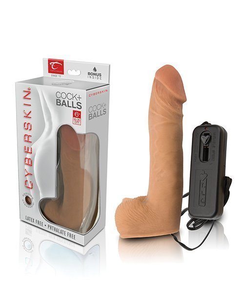 CyberSkin Vibrating Cyber Cock w/Balls - Medium